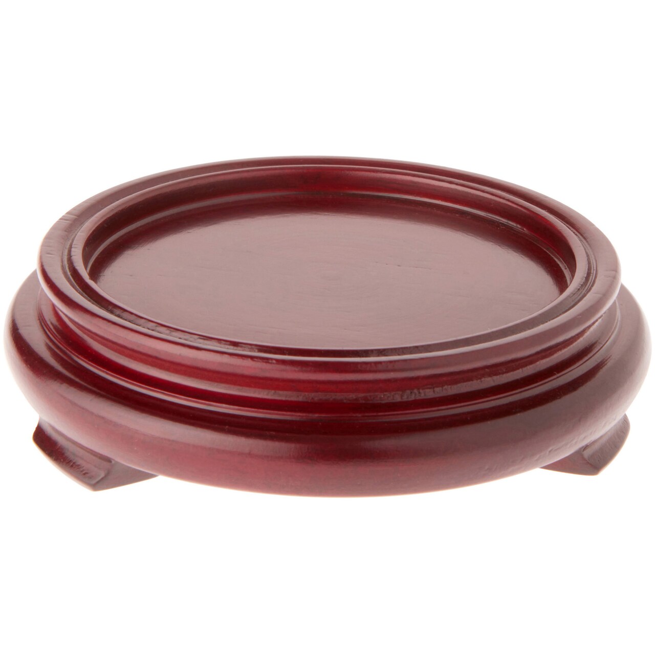 Plymor Red Round Wood Veneer Footed Display Base, 4.125" W x 4.125" D x 1" H (3" Display Diameter)